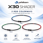 X30 Shader Phiten titanium necklace in blue, green and red