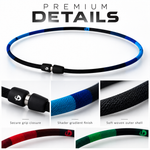 Close-up details of the X30 Shader Phiten necklace clasp and colors